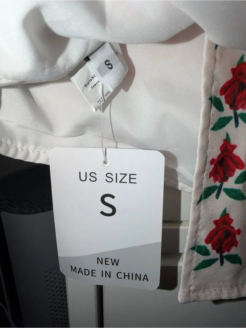 MAC Cosmetics Floral Mini Skirt in White, Teal & Orange